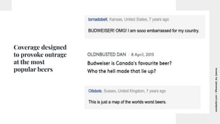 worderist.com
|
@hannah_bo_banna
Coverage designed
to provoke outrage
at the most
popular beers
 