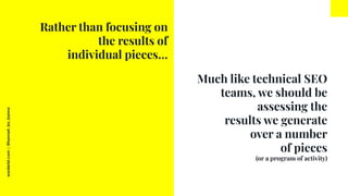 worderist.com
|
@hannah_bo_banna
Much like technical SEO
teams, we should be
assessing the
results we generate
over a numb...