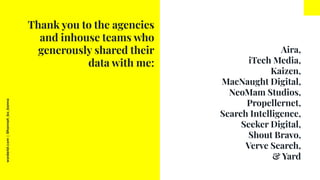 worderist.com
|
@hannah_bo_banna
Thank you to the agencies
and inhouse teams who
generously shared their
data with me:
Air...